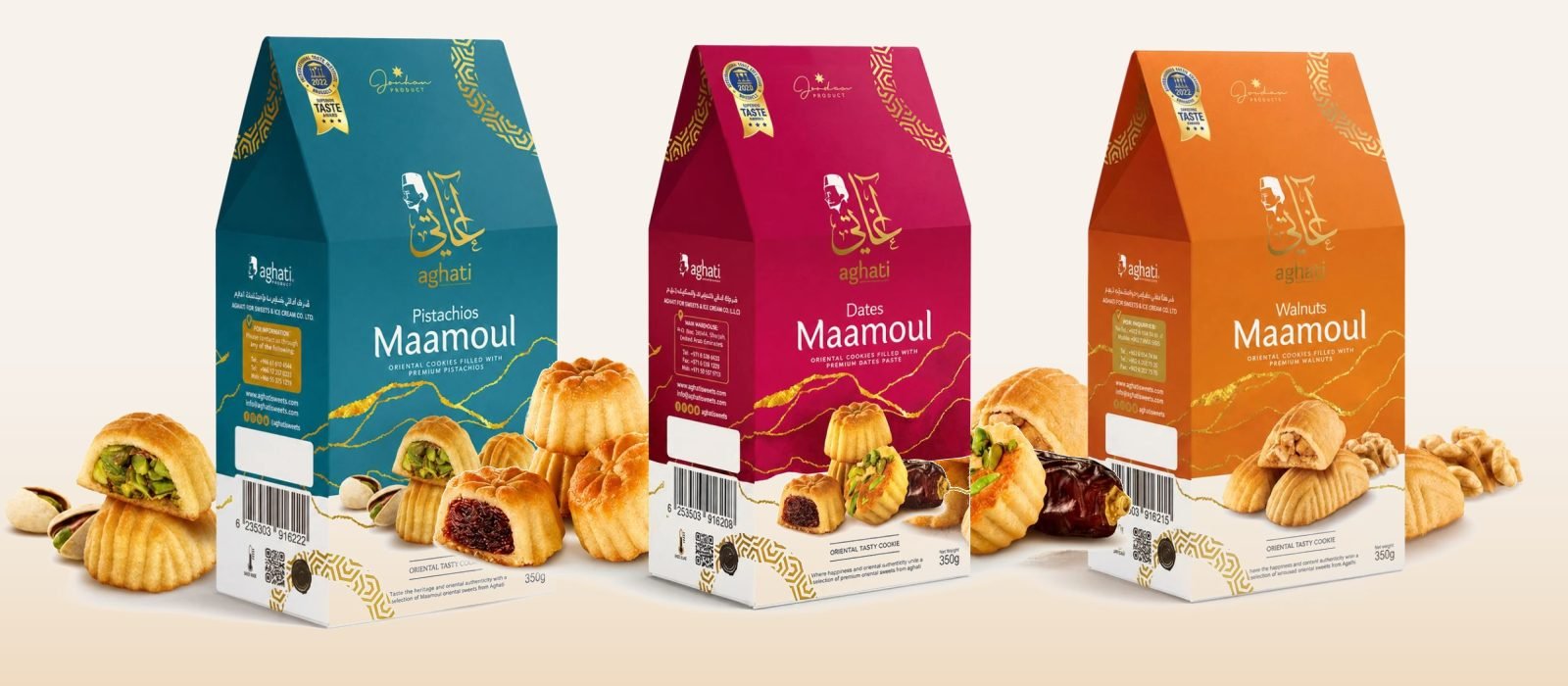 Aghati maamoul: pistachio, date, walnut